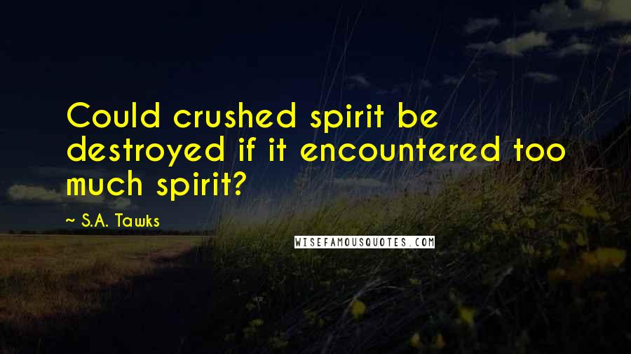 S.A. Tawks Quotes: Could crushed spirit be destroyed if it encountered too much spirit?