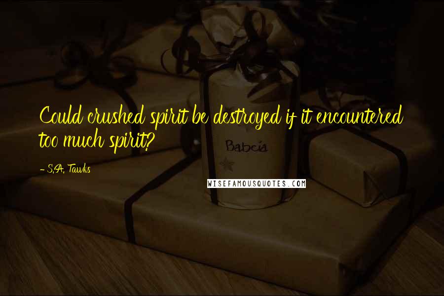 S.A. Tawks Quotes: Could crushed spirit be destroyed if it encountered too much spirit?