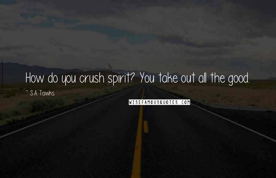 S.A. Tawks Quotes: How do you crush spirit? You take out all the good.