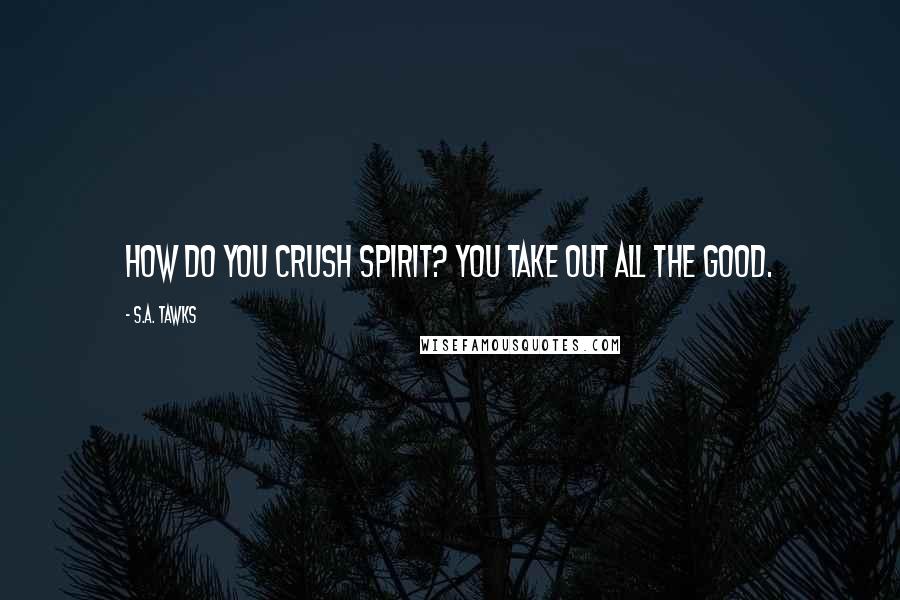 S.A. Tawks Quotes: How do you crush spirit? You take out all the good.