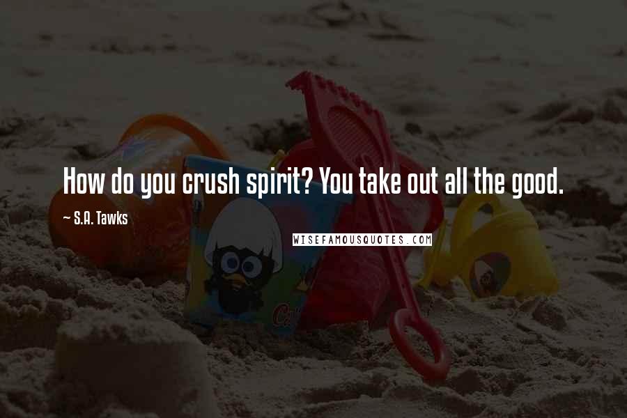 S.A. Tawks Quotes: How do you crush spirit? You take out all the good.