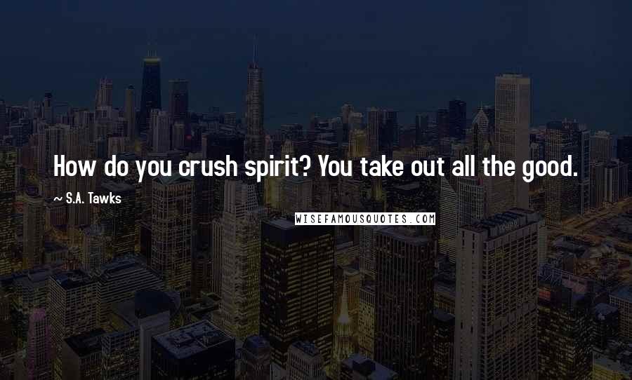 S.A. Tawks Quotes: How do you crush spirit? You take out all the good.