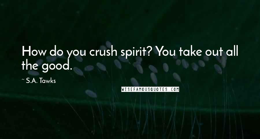 S.A. Tawks Quotes: How do you crush spirit? You take out all the good.