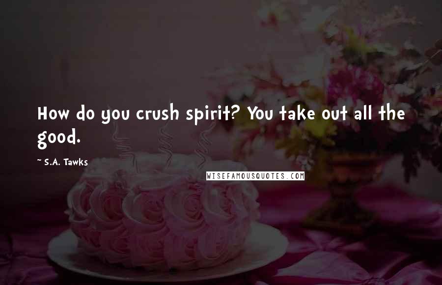 S.A. Tawks Quotes: How do you crush spirit? You take out all the good.