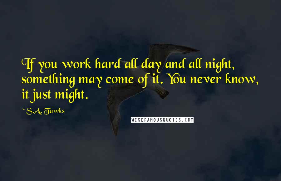 S.A. Tawks Quotes: If you work hard all day and all night, something may come of it. You never know, it just might.