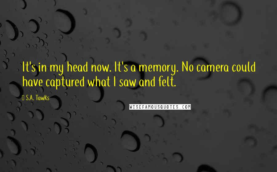 S.A. Tawks Quotes: It's in my head now. It's a memory. No camera could have captured what I saw and felt.