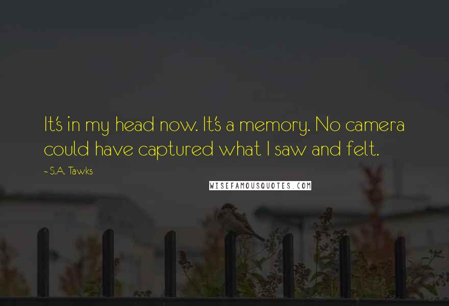 S.A. Tawks Quotes: It's in my head now. It's a memory. No camera could have captured what I saw and felt.