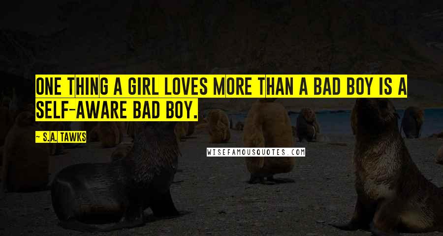 S.A. Tawks Quotes: One thing a girl loves more than a bad boy is a self-aware bad boy.