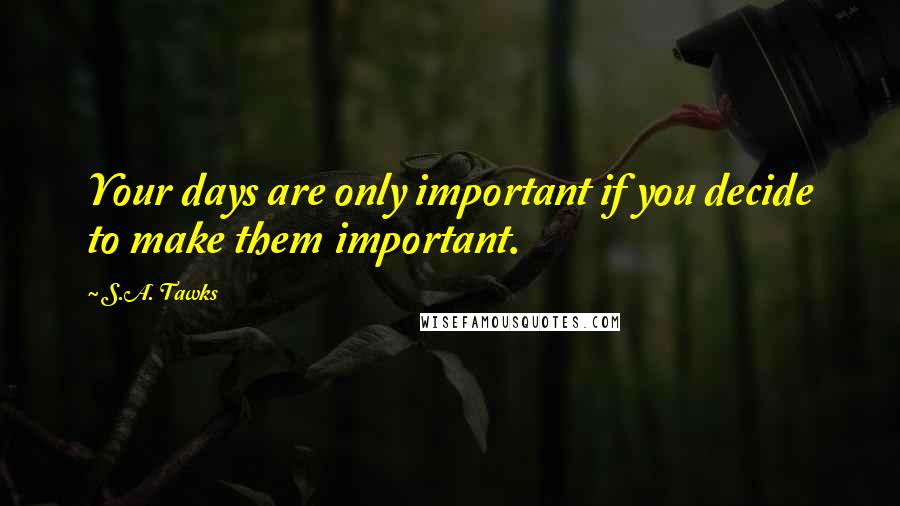 S.A. Tawks Quotes: Your days are only important if you decide to make them important.