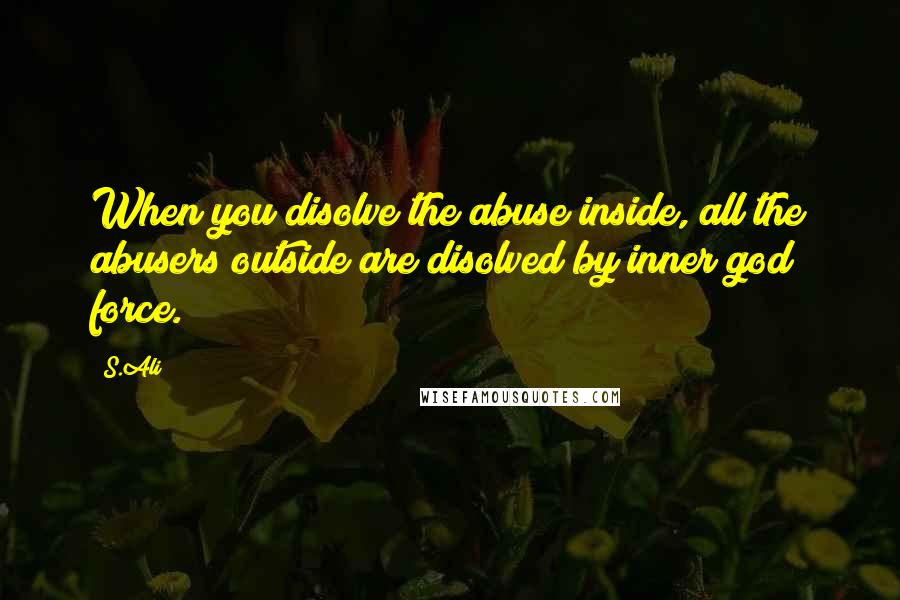 S.Ali Quotes: When you disolve the abuse inside, all the abusers outside are disolved by inner god force.