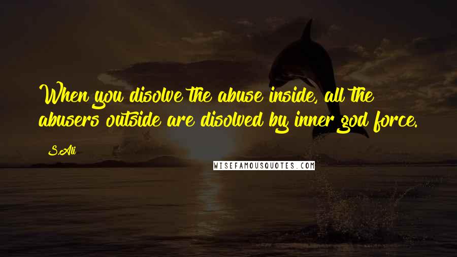 S.Ali Quotes: When you disolve the abuse inside, all the abusers outside are disolved by inner god force.