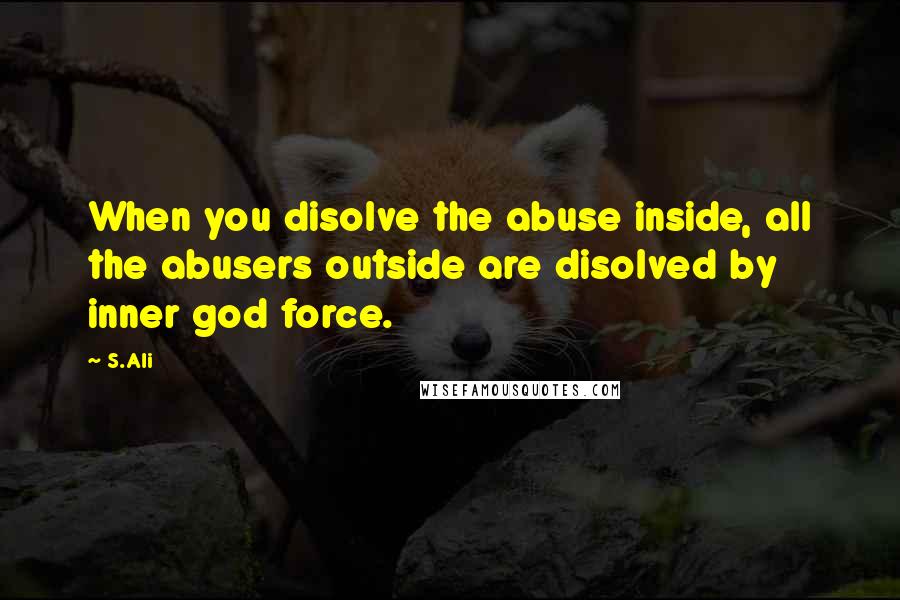 S.Ali Quotes: When you disolve the abuse inside, all the abusers outside are disolved by inner god force.