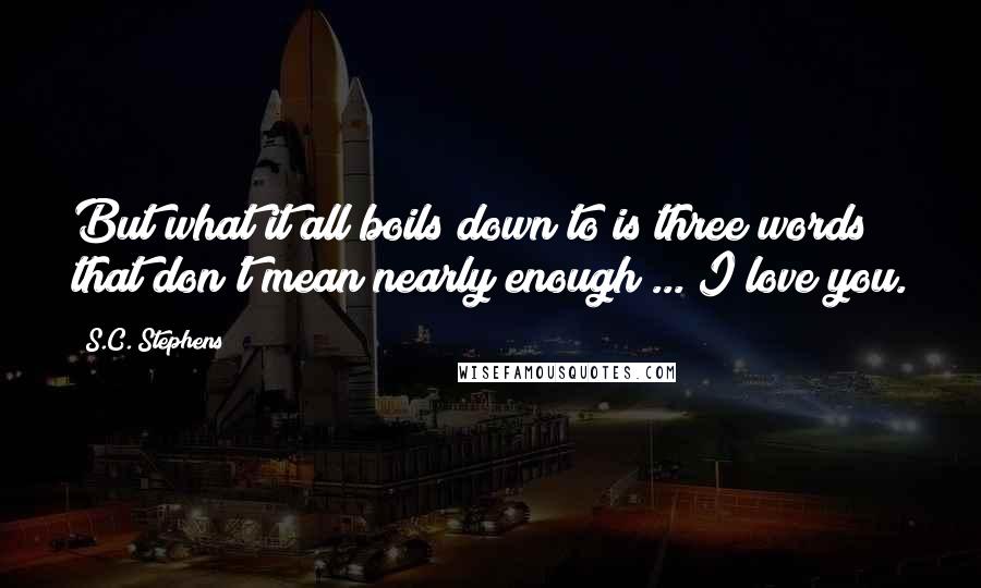 S.C. Stephens Quotes: But what it all boils down to is three words that don't mean nearly enough ... I love you.