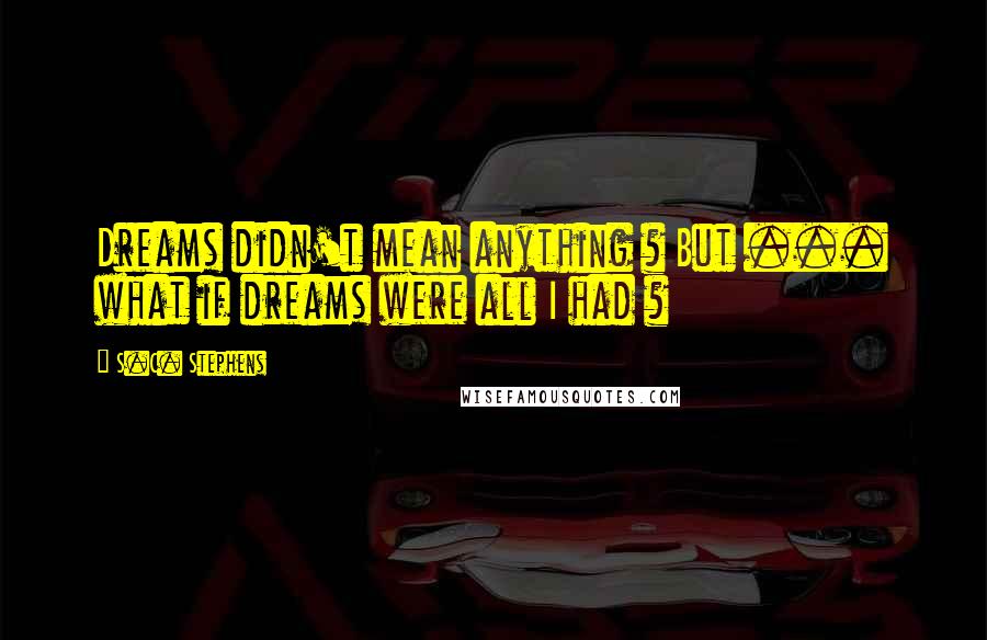 S.C. Stephens Quotes: Dreams didn't mean anything ? But ... what if dreams were all I had ?