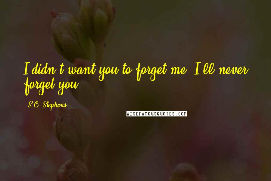 S.C. Stephens Quotes: I didn't want you to forget me. I'll never forget you.