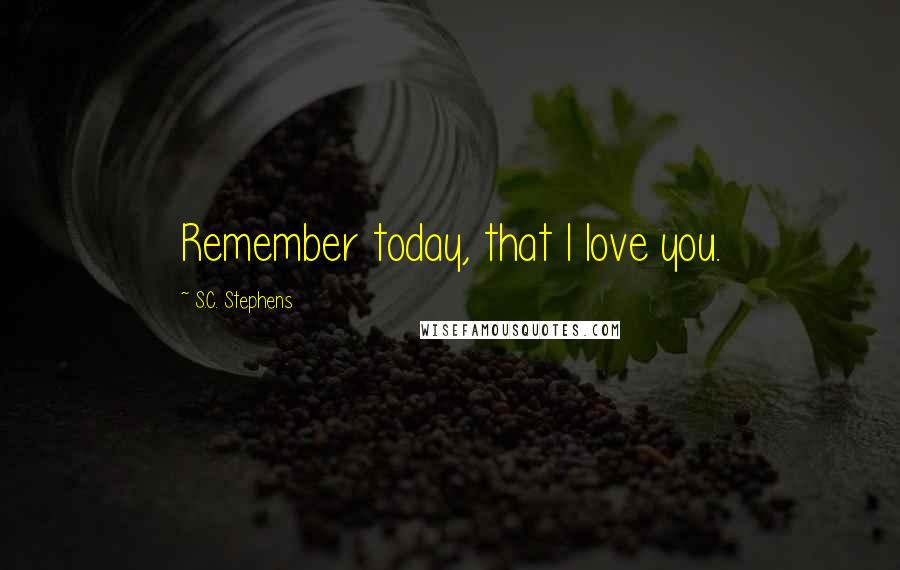S.C. Stephens Quotes: Remember today, that I love you.