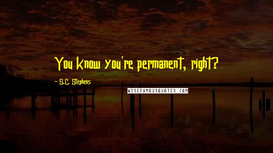 S.C. Stephens Quotes: You know you're permanent, right?