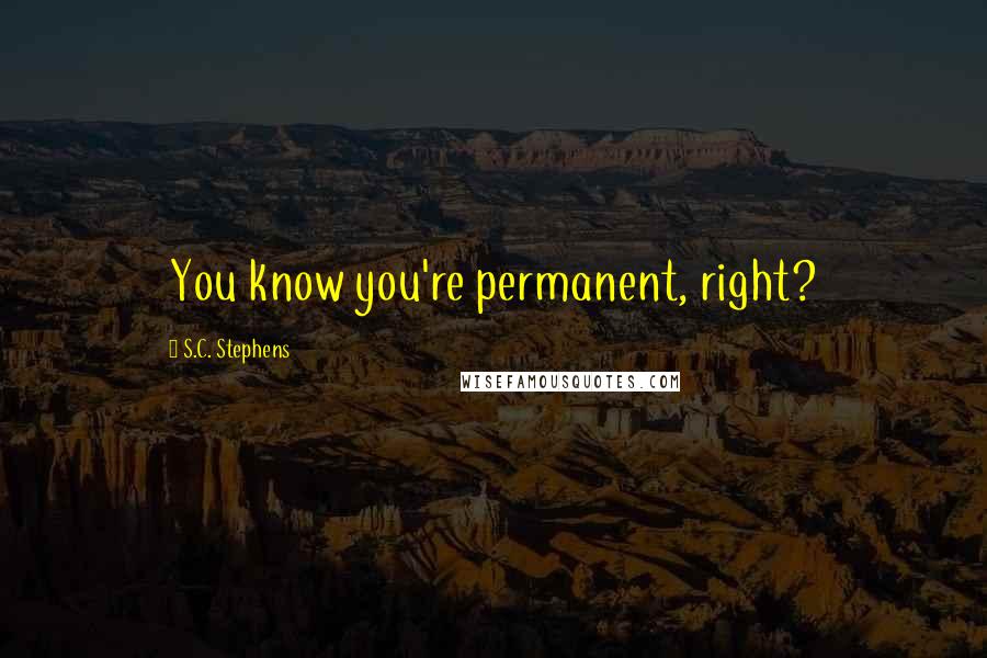 S.C. Stephens Quotes: You know you're permanent, right?