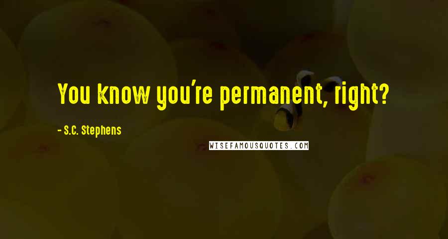 S.C. Stephens Quotes: You know you're permanent, right?