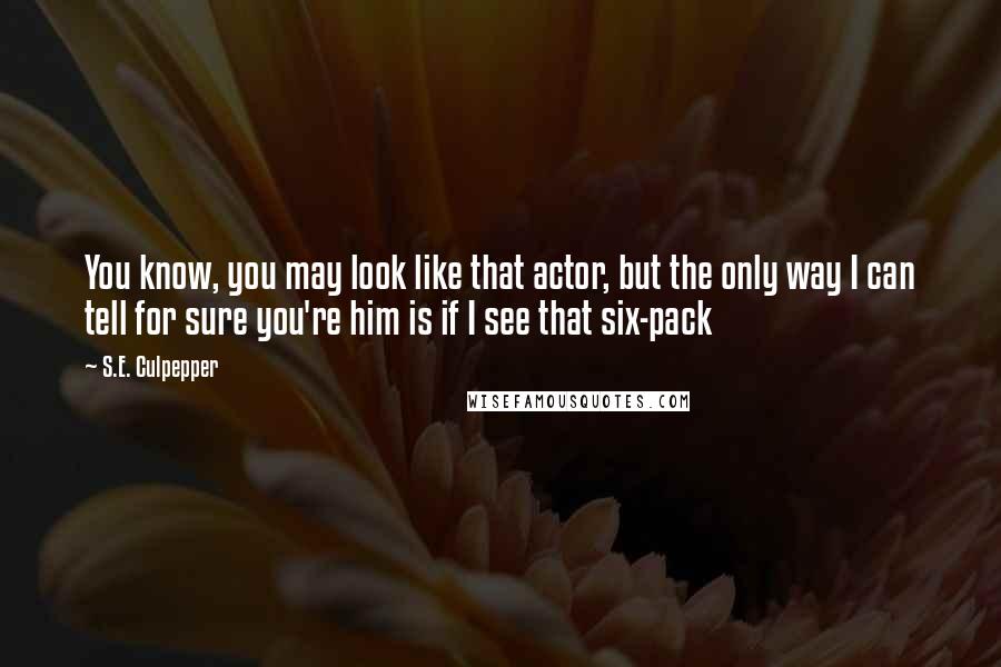 S.E. Culpepper Quotes: You know, you may look like that actor, but the only way I can tell for sure you're him is if I see that six-pack