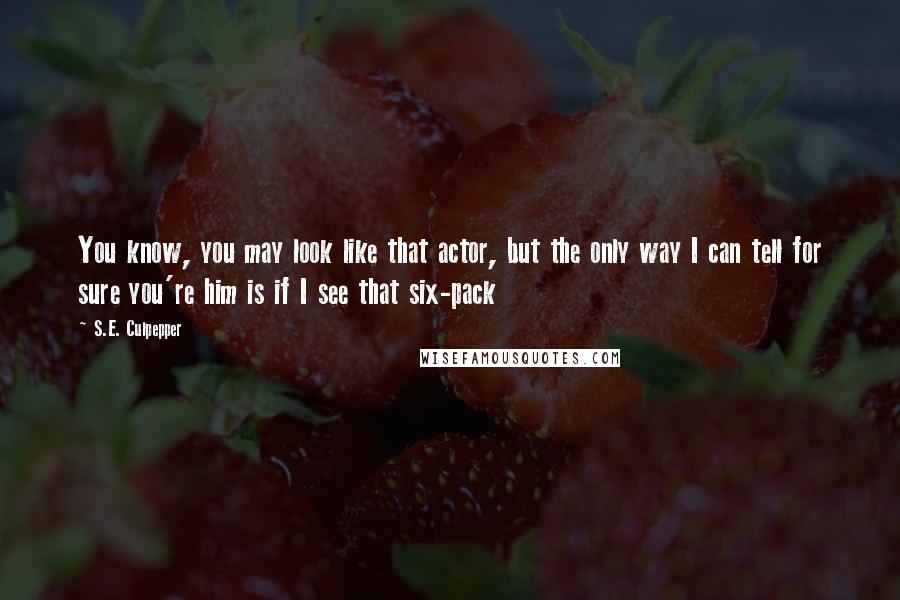 S.E. Culpepper Quotes: You know, you may look like that actor, but the only way I can tell for sure you're him is if I see that six-pack