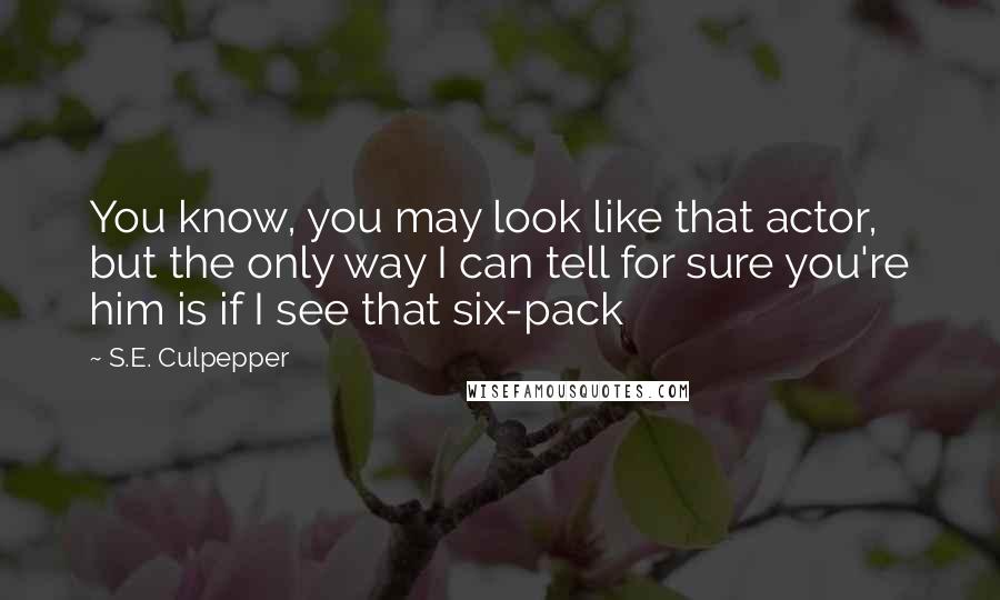 S.E. Culpepper Quotes: You know, you may look like that actor, but the only way I can tell for sure you're him is if I see that six-pack