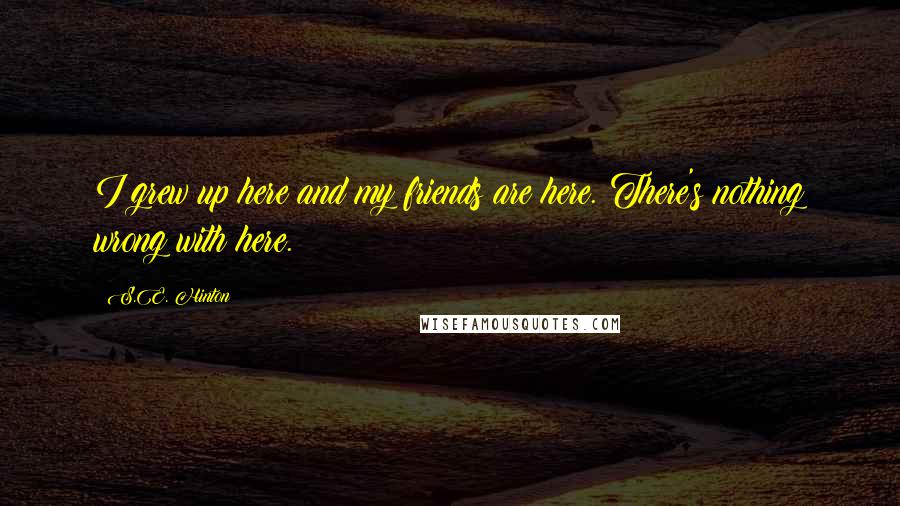 S.E. Hinton Quotes: I grew up here and my friends are here. There's nothing wrong with here.