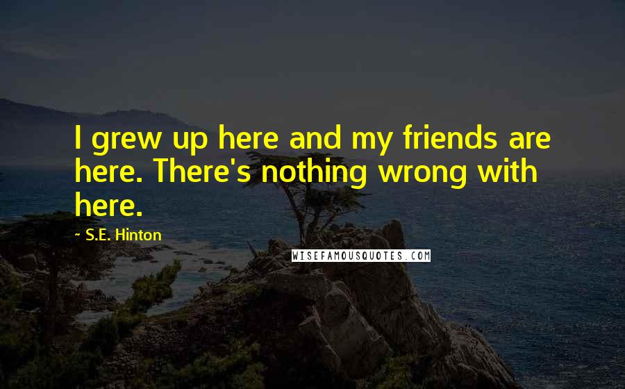 S.E. Hinton Quotes: I grew up here and my friends are here. There's nothing wrong with here.