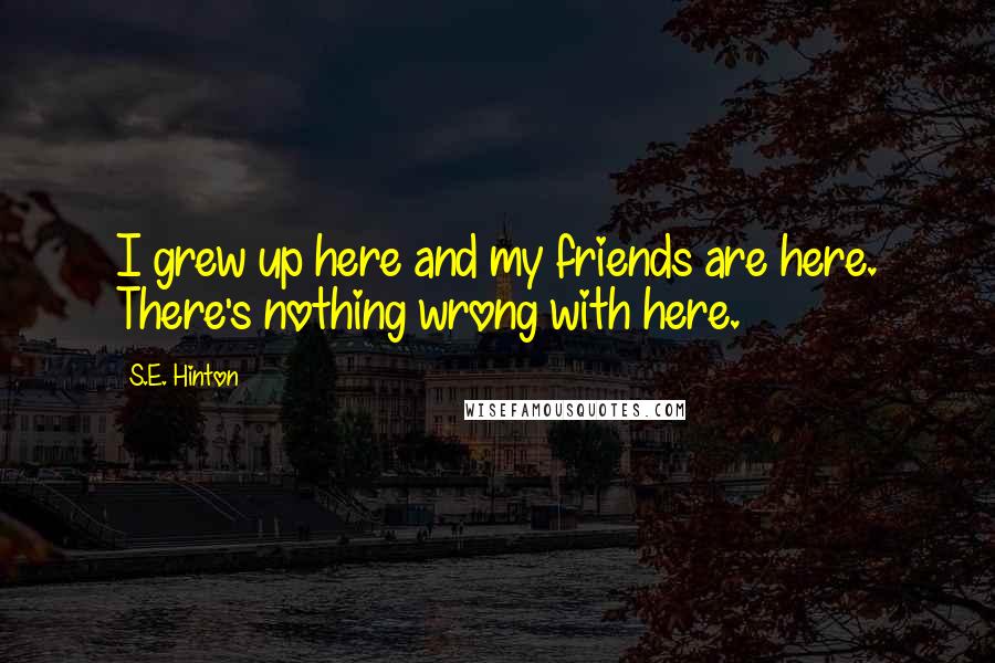 S.E. Hinton Quotes: I grew up here and my friends are here. There's nothing wrong with here.