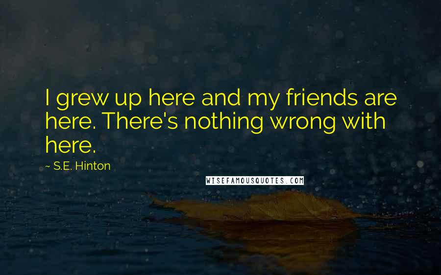 S.E. Hinton Quotes: I grew up here and my friends are here. There's nothing wrong with here.