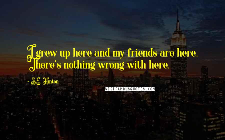 S.E. Hinton Quotes: I grew up here and my friends are here. There's nothing wrong with here.