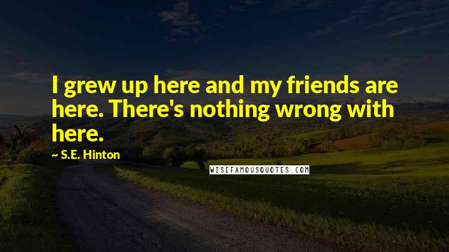 S.E. Hinton Quotes: I grew up here and my friends are here. There's nothing wrong with here.