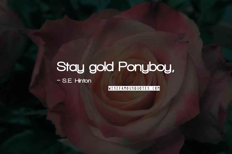 S.E. Hinton Quotes: Stay gold Ponyboy,
