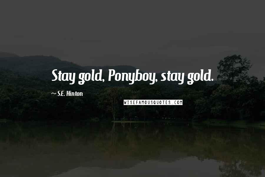 S.E. Hinton Quotes: Stay gold, Ponyboy, stay gold.
