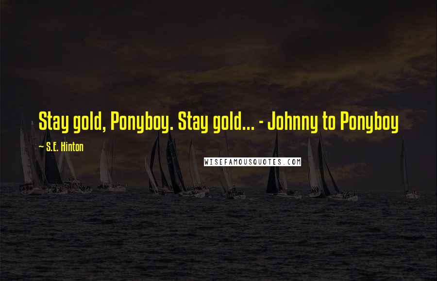 S.E. Hinton Quotes: Stay gold, Ponyboy. Stay gold... - Johnny to Ponyboy