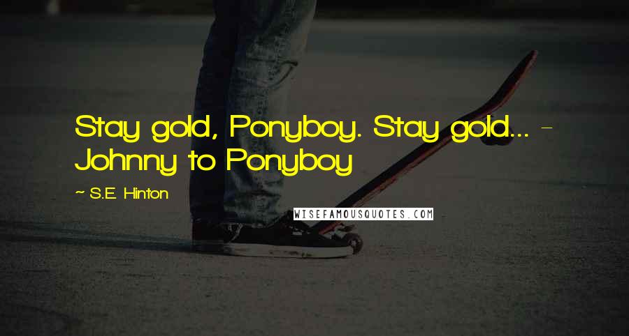 S.E. Hinton Quotes: Stay gold, Ponyboy. Stay gold... - Johnny to Ponyboy