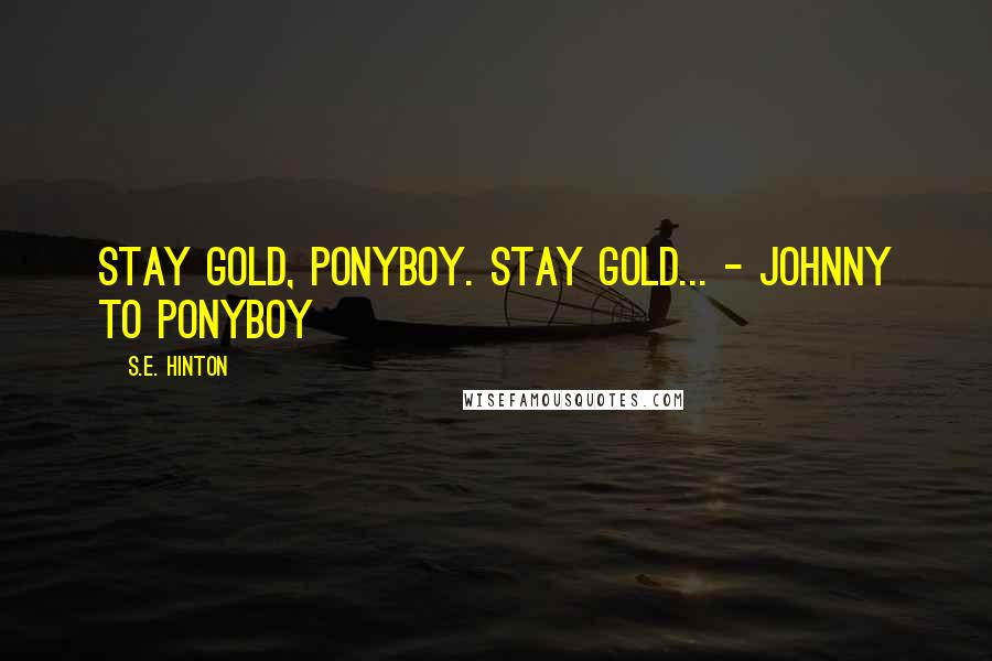 S.E. Hinton Quotes: Stay gold, Ponyboy. Stay gold... - Johnny to Ponyboy