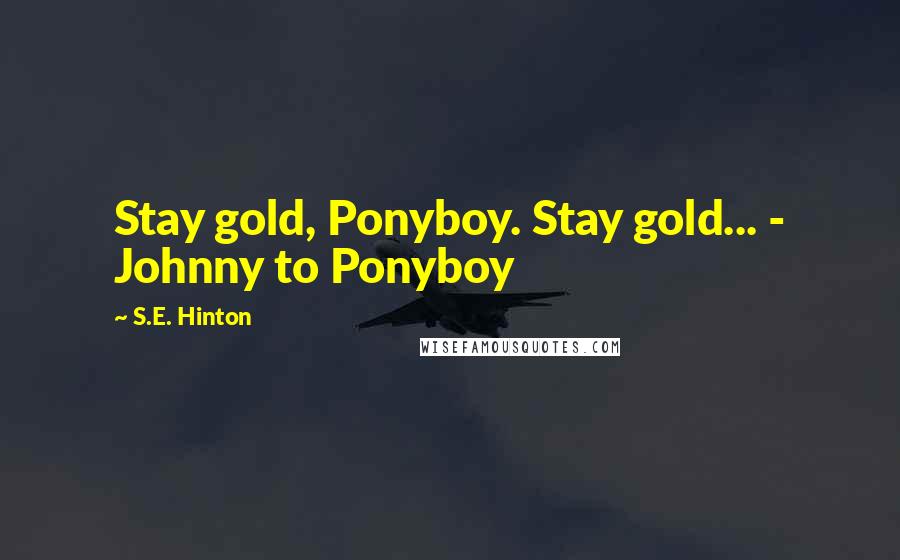 S.E. Hinton Quotes: Stay gold, Ponyboy. Stay gold... - Johnny to Ponyboy