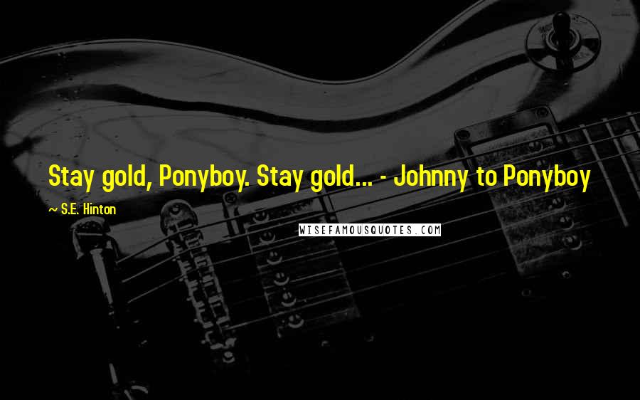 S.E. Hinton Quotes: Stay gold, Ponyboy. Stay gold... - Johnny to Ponyboy