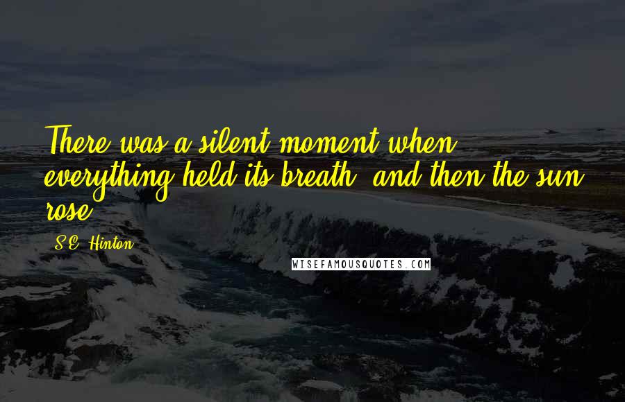 S.E. Hinton Quotes: There was a silent moment when everything held its breath, and then the sun rose.