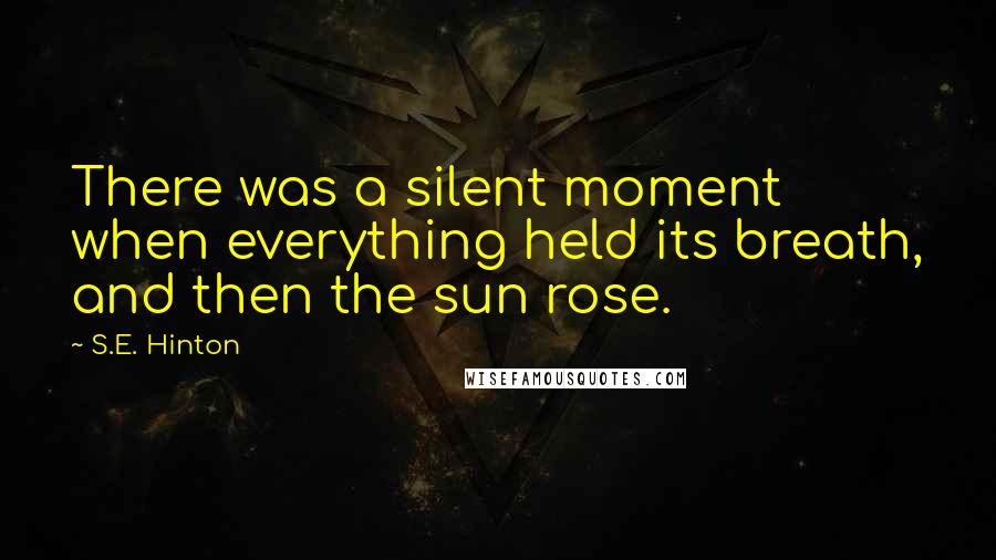 S.E. Hinton Quotes: There was a silent moment when everything held its breath, and then the sun rose.