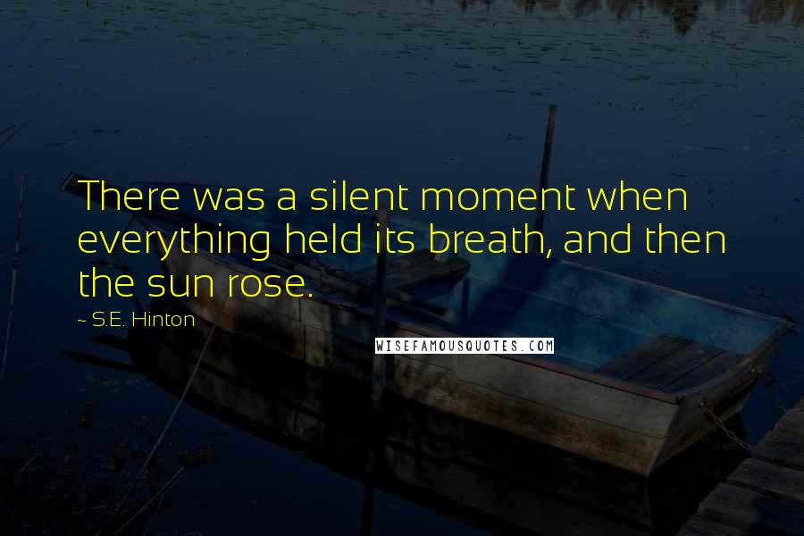 S.E. Hinton Quotes: There was a silent moment when everything held its breath, and then the sun rose.