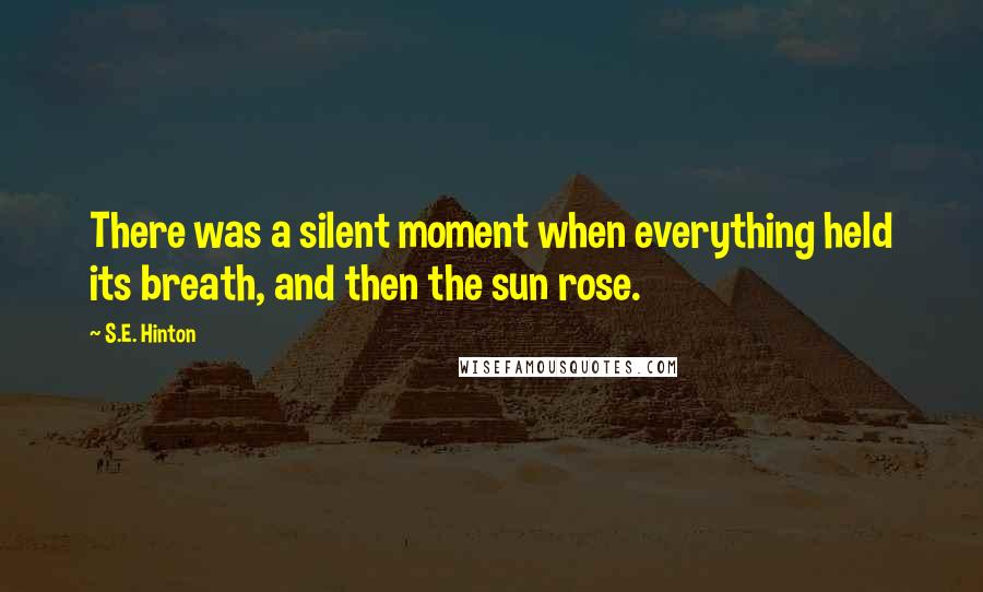S.E. Hinton Quotes: There was a silent moment when everything held its breath, and then the sun rose.