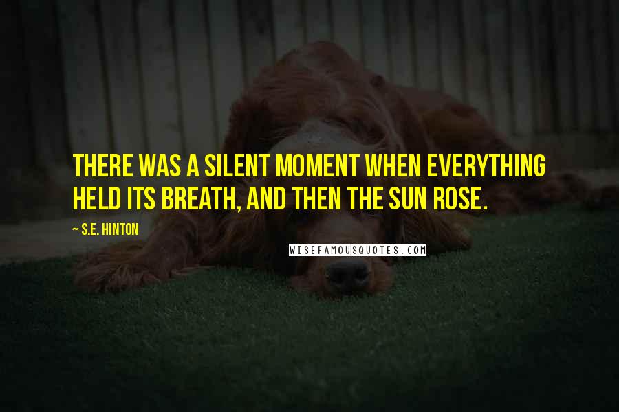 S.E. Hinton Quotes: There was a silent moment when everything held its breath, and then the sun rose.