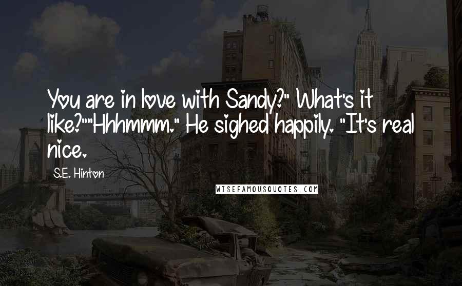 S.E. Hinton Quotes: You are in love with Sandy?" What's it like?""Hhhmmm." He sighed happily. "It's real nice.