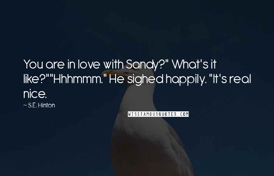 S.E. Hinton Quotes: You are in love with Sandy?" What's it like?""Hhhmmm." He sighed happily. "It's real nice.