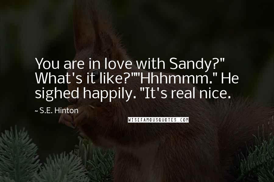 S.E. Hinton Quotes: You are in love with Sandy?" What's it like?""Hhhmmm." He sighed happily. "It's real nice.