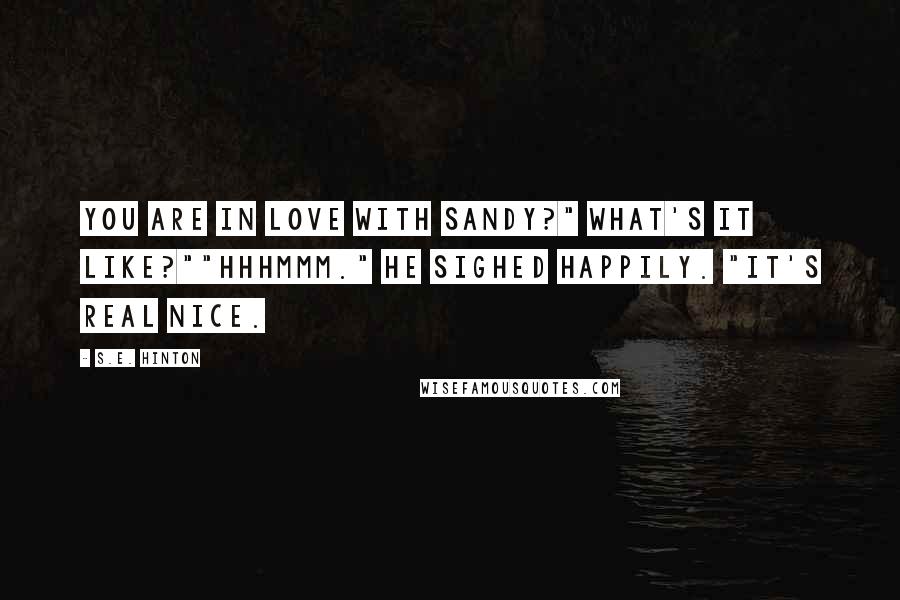 S.E. Hinton Quotes: You are in love with Sandy?" What's it like?""Hhhmmm." He sighed happily. "It's real nice.