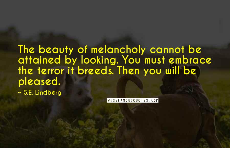 S.E. Lindberg Quotes: The beauty of melancholy cannot be attained by looking. You must embrace the terror it breeds. Then you will be pleased.