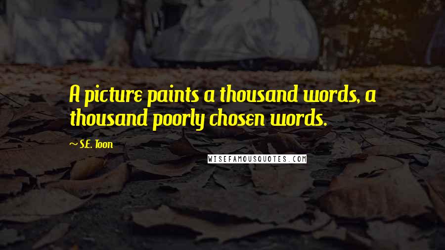 S.E. Toon Quotes: A picture paints a thousand words, a thousand poorly chosen words.